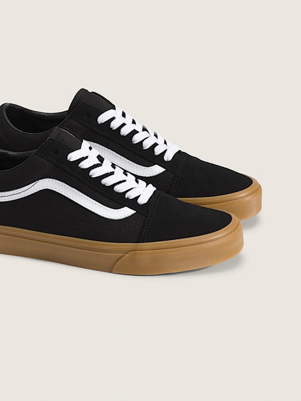 Vans Black Skate Shoe with White Laces and Red Accent